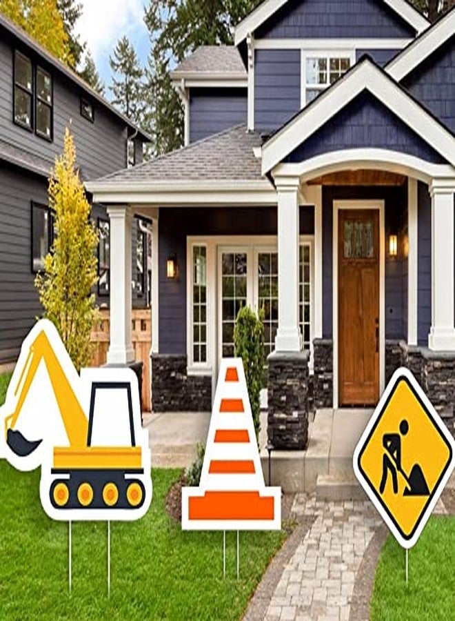 ثيم ماي بارتي مجموعة زينة حفلات البناء: 3 شاحنات بناء كبيرة وأقماع مرورية، زينة حفلات البناء، ديكور حائط لحفلات أعياد ميلاد الأطفال، لوازم حفلات أعياد ميلاد البناء - Image 1